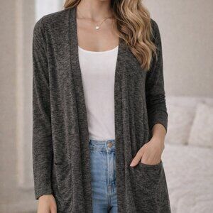 Old Navy Long Grey Sweater with Long Sleeves and Pockets Warm Cozy Soft